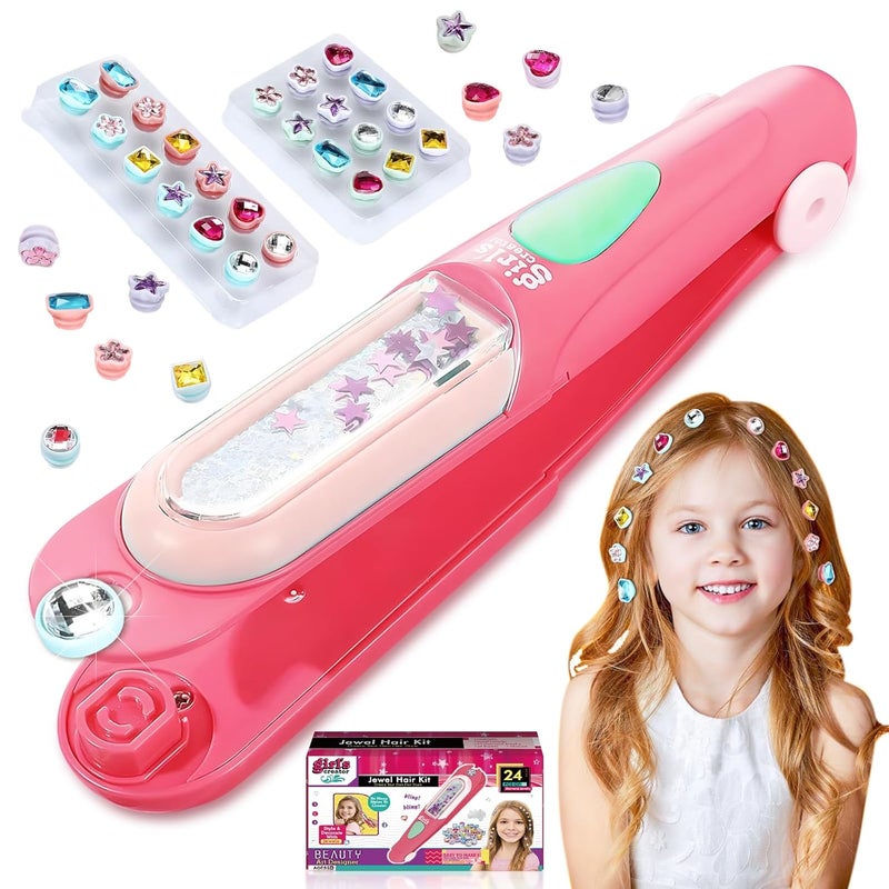 HatchHaven Hair Gem Stamper Kit,Hair Styling Tool with Reusable Shining Diamonds,Bling Hair Jewels for Girls Toys Quick Gems Hair Jeweler Hair Bedazzler Birthday Gifts Toys for Girls Ages 3-12 - Image 1